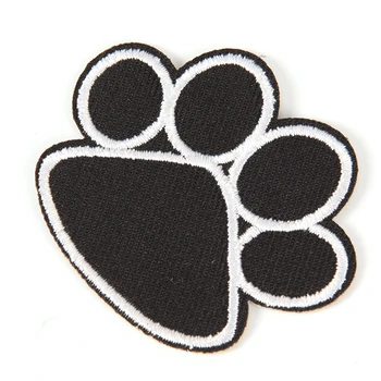 

4.5cmx5.5cm 1PC for Children Clothing Cute Black Dog Animals Footprint Paw Patch Iron On Embroidered Patches Stickers