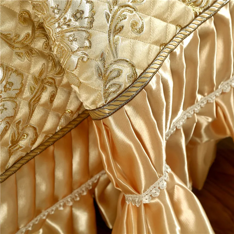 Golden Wine red Pink Luxury European High Quality Silk Jacquard Fabric Thick Blanket lace Bedspread Bed sheet pillowcases 3pcs|Покрывало| |