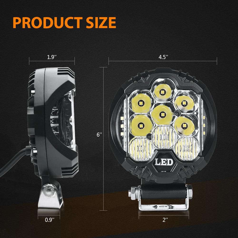 2 шт. " 58 Вт светодиодный рабочий светильник, комбинированный прожектор для вождения противотуманных фар, светодиодный рабочий светильник для внедорожников, грузовиков, внедорожников, внедорожников, джипов, лодок, 4000лм