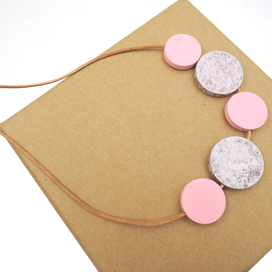 ASYMMETRIC disk geometric wood necklace minimalist statement abstract blue CHEAP LIGHT WEIGHT pink new NW702 | Украшения и
