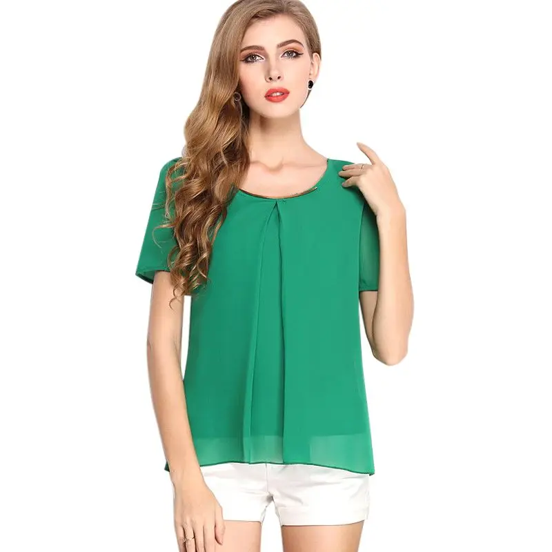Women Loose Cozy Short Sleeves Chiffon T shirts Solid Sequined O neck ...