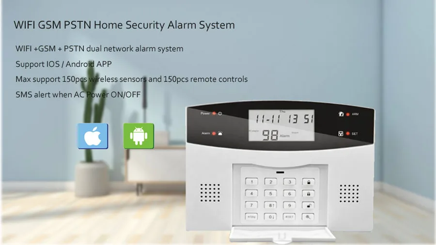 Sistema de Alarme sem Fio & com Fio Sgooway Wifi Pstn Detectores Alarme Casa Inteligente Relé Saída App Inglês - Russo Espanhol Francês Gsm 2 sem fio & com fio detectores alarme