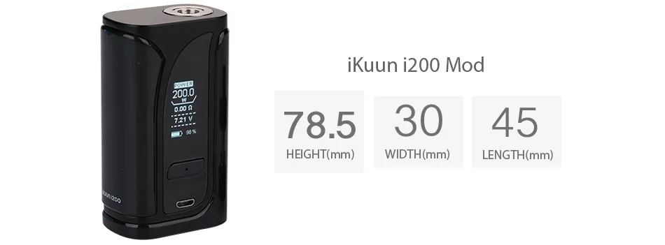 Eleaf IKuun i200/iKuu I200 TC коробка мод с встроенным 4600 мАч ячейкой и 0,96 дюймовый дисплей Макс 200 Вт Выход большой мощности Vape мод