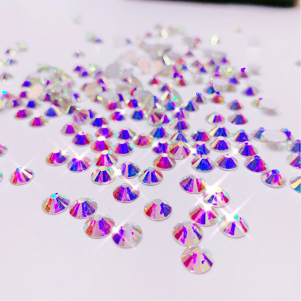 

SS3-SS40 Mix Size Glass 3D Tips Flat Drill Rhinestones Glue On Non Hotfix Nail Rhinestones For Nail Diy Decorations
