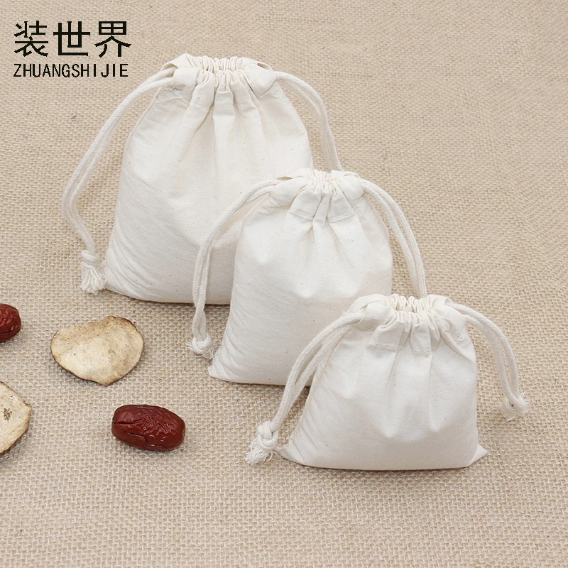 

5 pcs/lot 9*11cm 130g Cotton Pouch Wholesale Natural Storage Bag Logo Printed Drawstring Bags Food Packing Bags Christmas gifts