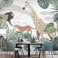 Beibehang обои скандинавские ткани тропические растения животное жираф ТВ фон обои украшения дома Спальня 3d обои