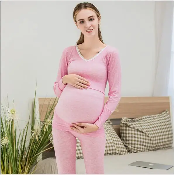 Fdfklak Pajamas For Pregnant Women Autumn Winter Warm Maternity Pyjamas Nursing Sleepwear