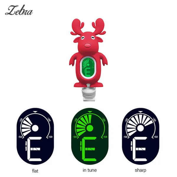 

Zebra Acoustic Guitar Tuner Cute Silicage Cartoon Clip-On Tuner LCD Display for Guitar Chromatic Christmas Guitar Accessories