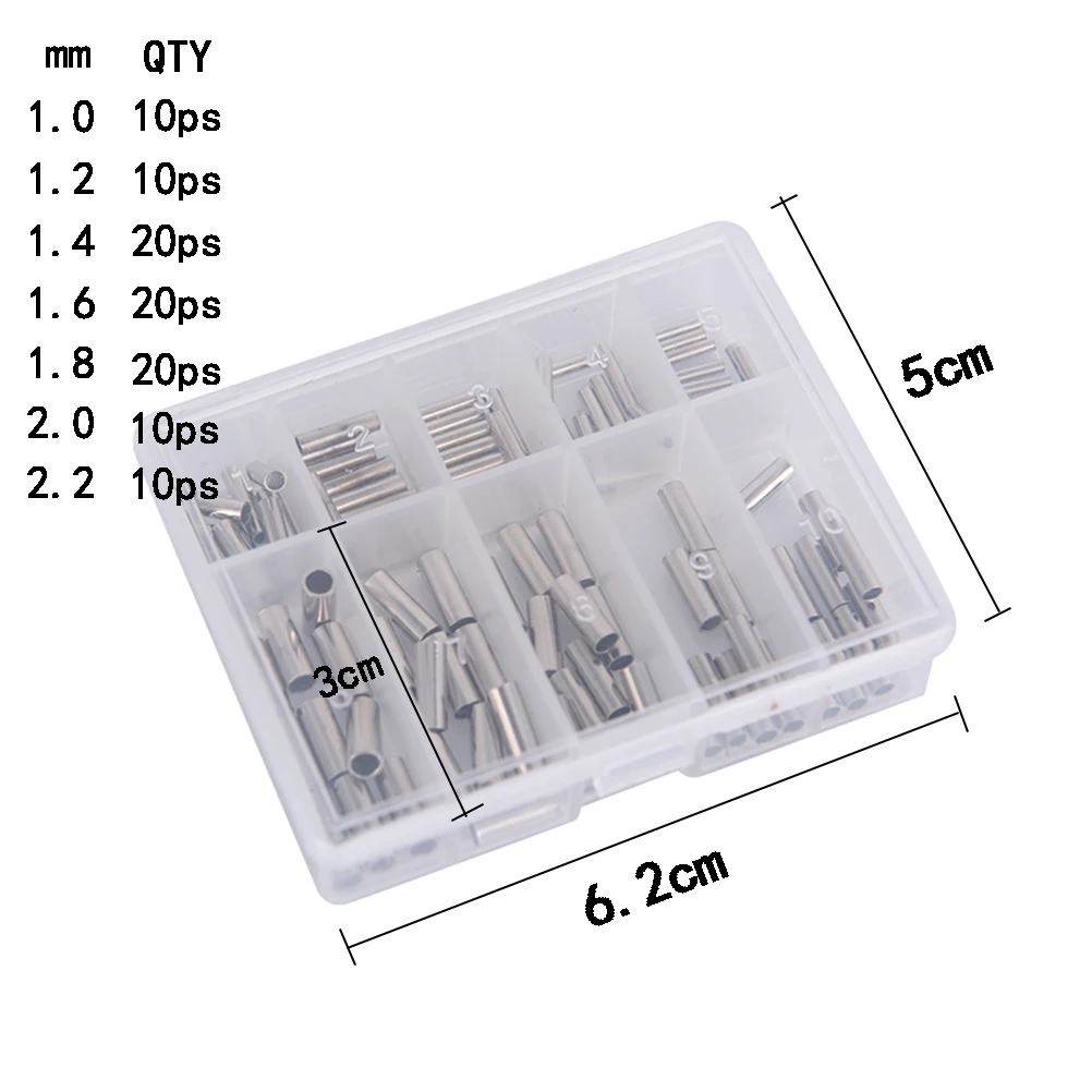 100 шт./компл. рыболовные трапециевидной формы с длинными рукавами медная трубка 1,0 мм-2,2 мм рыболовные принадлежности рыболовная линия труба