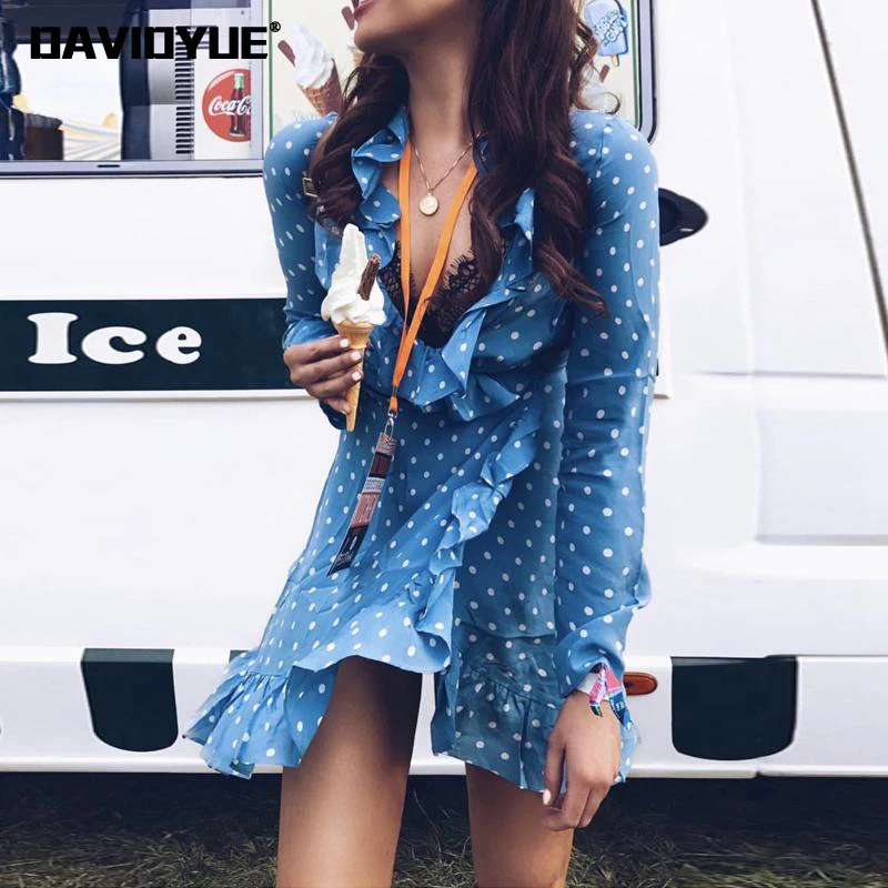 

Winter red Ruffles Beach Wrap Dress women long sleeve dress Sexy v neck chiffon dress 2018 chic mini korean dress vestidos