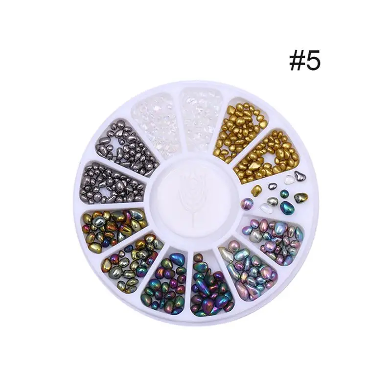 Дизайн ногтей 3D украшение в колесо горный хрусталь шпильки ногтей бисер цветной блестящий гель Морская звезда оболочки многоразовый ломтик хлопья - Цвет: pattern-5