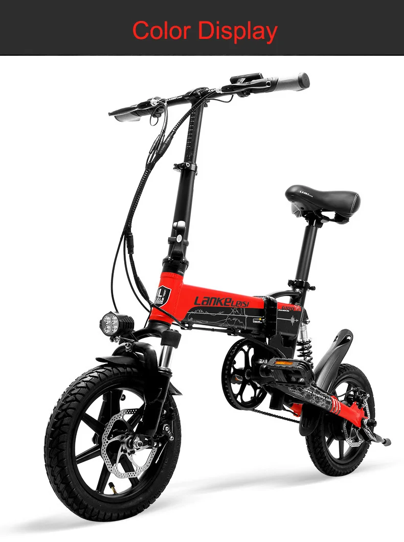 Sale G100 14 Inch Folding Electric Bicycle, 400W Powerful Motor, Full Suspension, Front & Rear Disc Brake, with LCD Display 14