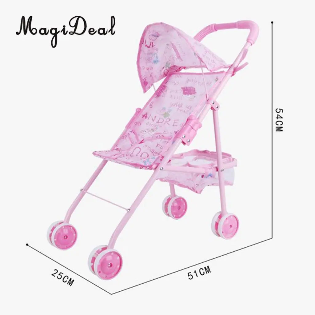 Folding Baby Stroller Toddler Carriage Simulation Furniture Toy for Reborn Doll MellChan Baby Dolls Kids Children Role Play