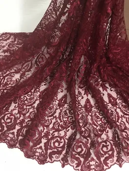 

Embroidered Net Fabric with beads With super Quality David-10.1936 African Tulle Lace Fabric For party Dress
