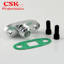 1 Pcs Turbo Oil Drain Outlet Flange Gasket Adapter Kit 10AN Male Fitting T3 T4 Black/Silver