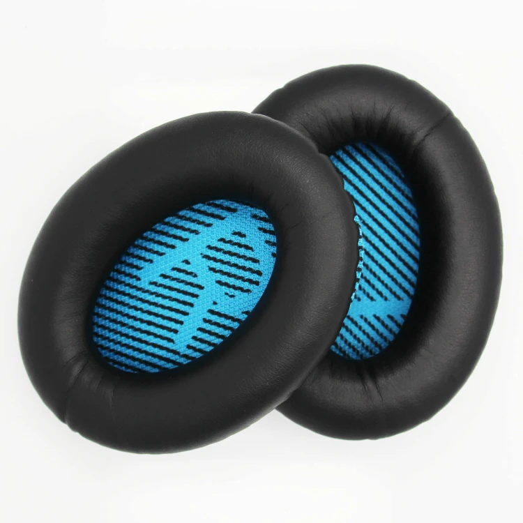 Soft Protein Leather Replacement Earpad Ear Pads Cushions for Bose QuietComfort 25 QC25 QC 25 Headphones Black& Blue