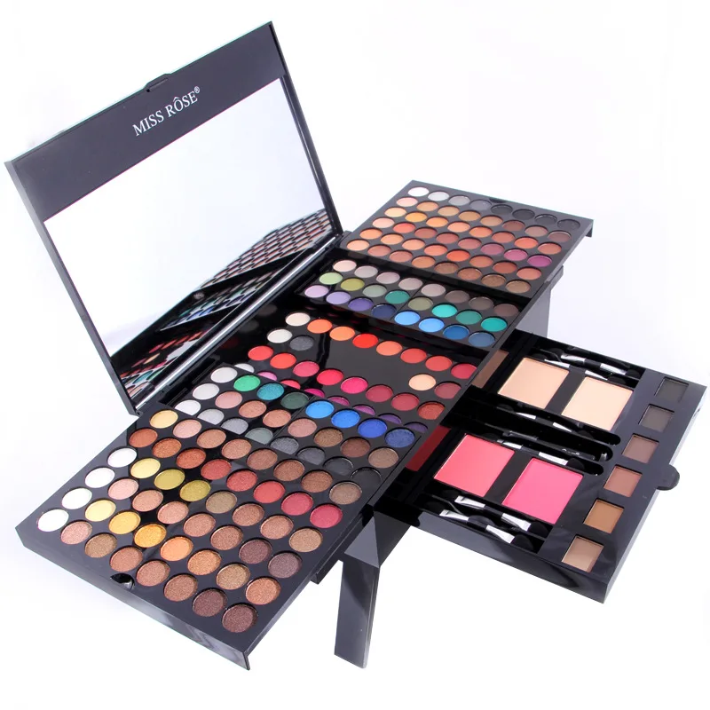 Miss Rose 180 colors eyeshadow palette matte nude shimmer eye shadow set with brush mirror +6 Eyebrow