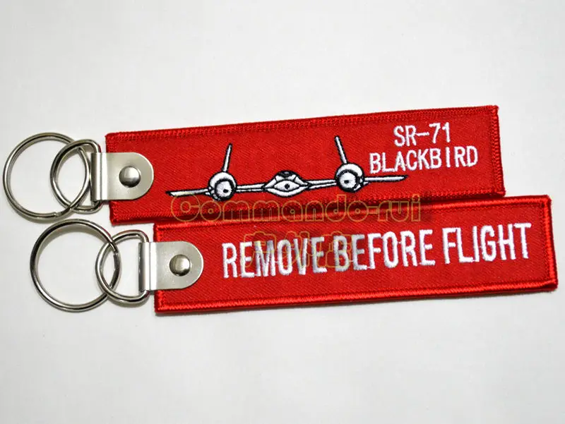 

SR-71 Blackbird Fighter Keychains Remove Before Flight Embroidered Key Chains Rings Air Force Remind Tags Aviation Collection