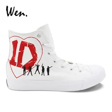 Вэнь белая женская повседневная обувь дизайн на заказ One Direction ручная роспись обувь высокие мужские парусиновые кроссовки для рождественских подарков