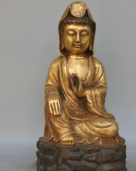 

006936 11 China Buddhism Bronze GuanYin Bodhisattva Goddess Buddha Sculpture Statue