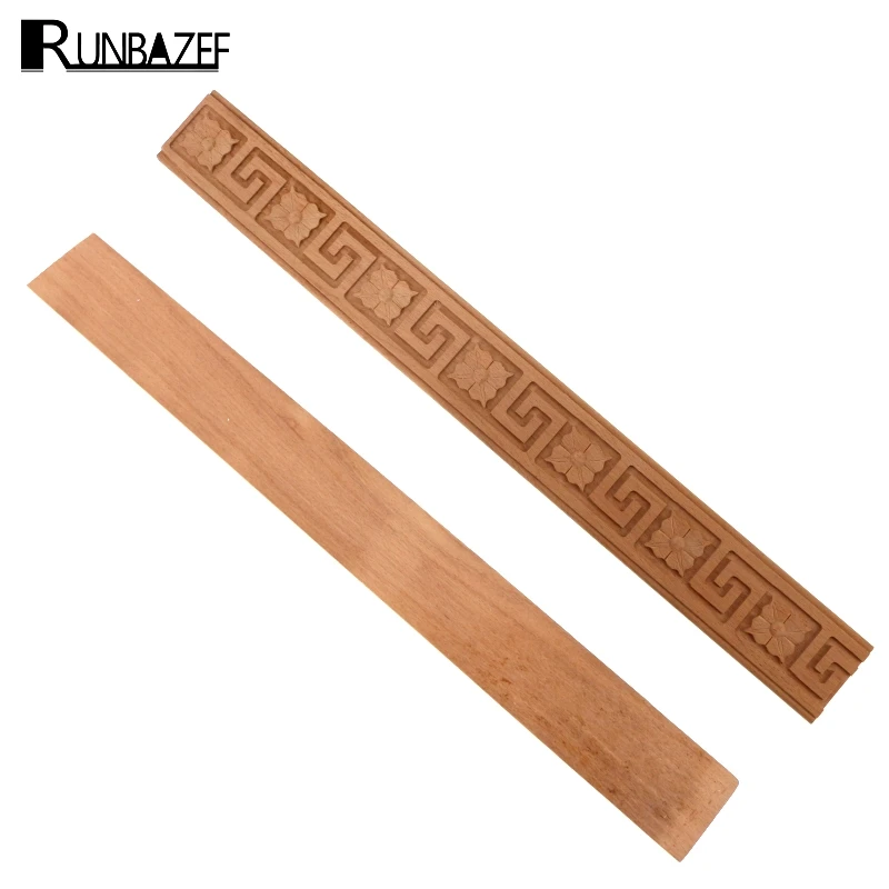 Деревянная резная аппликация RUNBAZEF квадратный угол цветок Неокрашенная дверь