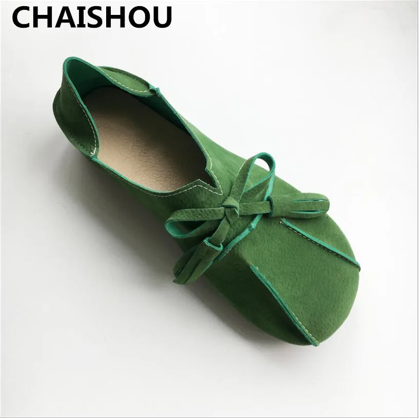 Женские туфли из искусственной кожи CHAISHOU мягкие повседневные в горошек на