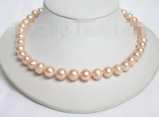 

FREE SHIPPING HOT sell new Style >>>>> Genuine 17" 11mm round pink freshwater pearls necklace j6541