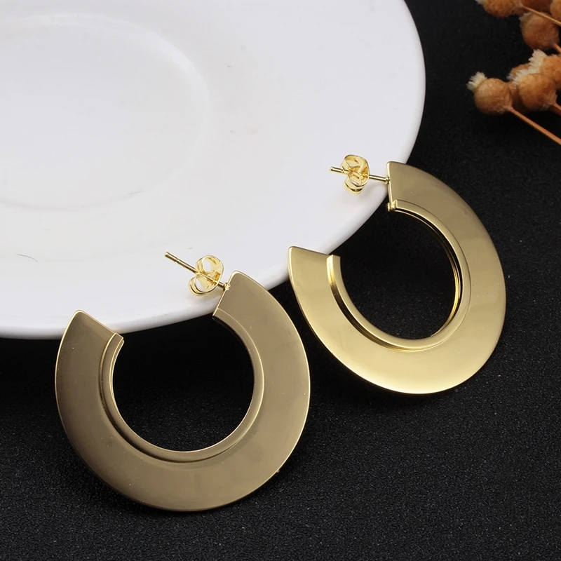 

Geometric Irregular Drop Earring Stainless Steel Sequin Semicircle Dangle Earrings for Women Hanging Statement Jewelry New