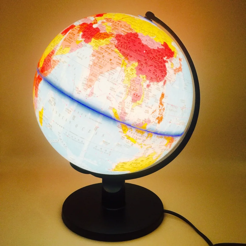 

2018 Illuminated Blue Ocean World Earth Globe Rotating Table Light Switch Night Light Table Lamp Desk Reading Light Decoration