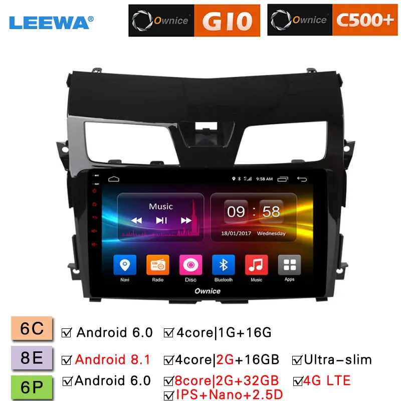 Top LEEWA 10.1 " Android 8.1 8-Core/DDR3 2G/32G/Support 4G LTE Car Media Player With GPS/FM/AM For Nissan TEANA 2013-2016 (Teana 3) 0