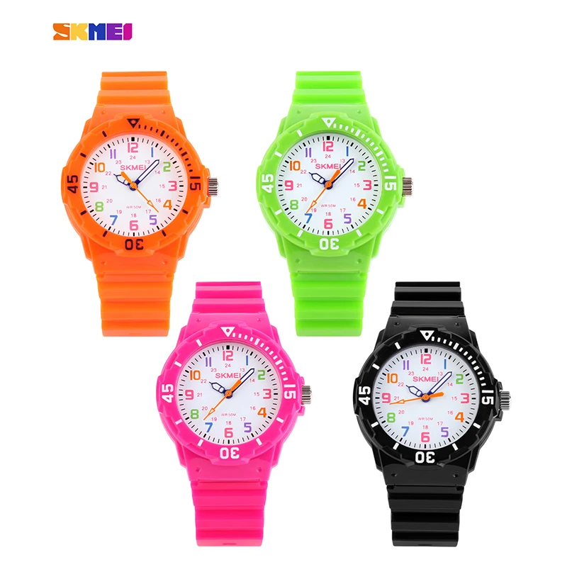 

SKMEI Fashion Casual Children Watches 50M Waterproof Quartz Wristwatches Jelly Kids Clock boys Hours girls Students Watch Clock