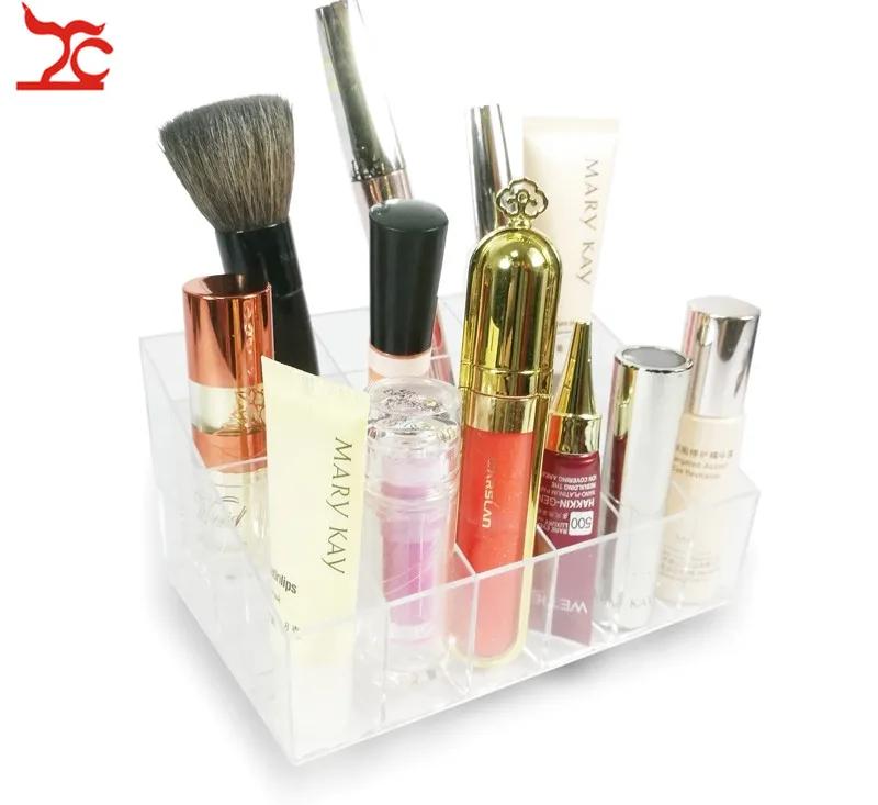 

24 Trapezoid Clear Makeup Display Lipstick Stand Case Cosmetic Organizer Case Lipstick Holder Display Stand Clear Acrylic
