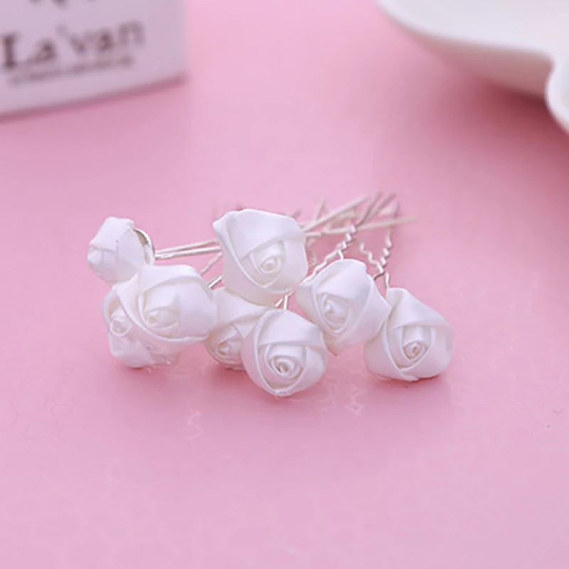 

3pcs/lot Fashion Women White Rose Flower Hair Pins Bridal Hairpin Hair Accessories Headwear Wedding Jewelry