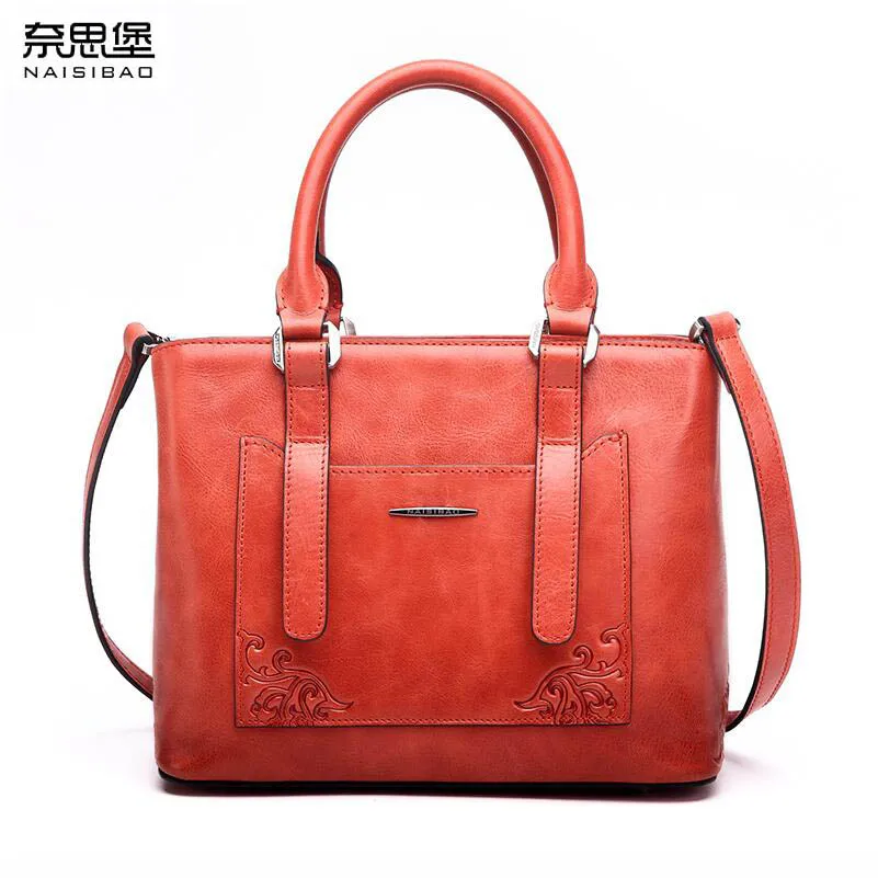 NAISIBAO2018 New luxury fashion 100% high quality small square bag Messenger bag shoulder embossed retro casual wild small bag