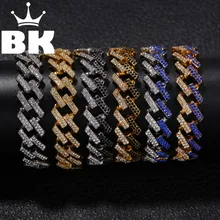 BLING KING двойной цвет браслет Iced Out красные, черные, синие Стразы золотого, серебряного цвета Сплав Мужские и женские хип-хоп ювелирные изделия