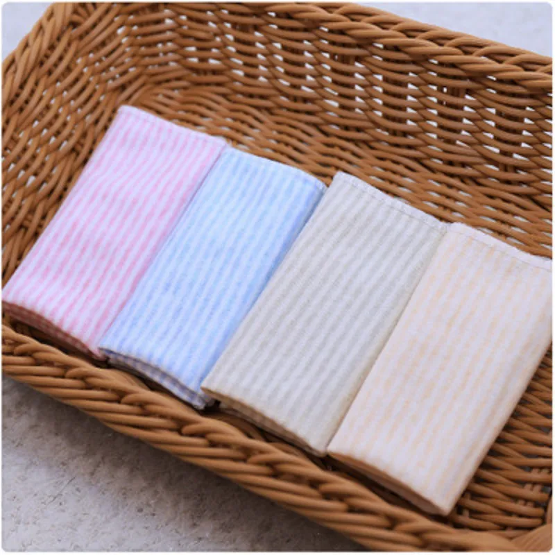 

4PCS Baby ToweL Striped Organic Coloured Cotton Towel Baby Small Soft Handkerchief 21*21CM