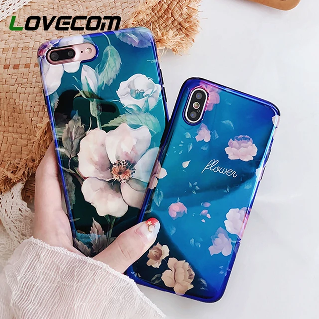 Cheap LOVECOM Blu-Ray Phone Case For iphone X 6 6S 7 8 Plus Vintage Peony Camellia Flower Floral Soft IMD Back Cover Fundas Coque