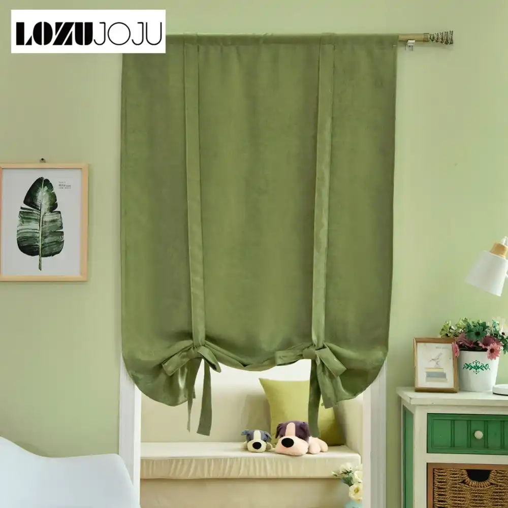 Lozujoju Free Shipping Curtains Kitchen Brown Blue Blinds Made