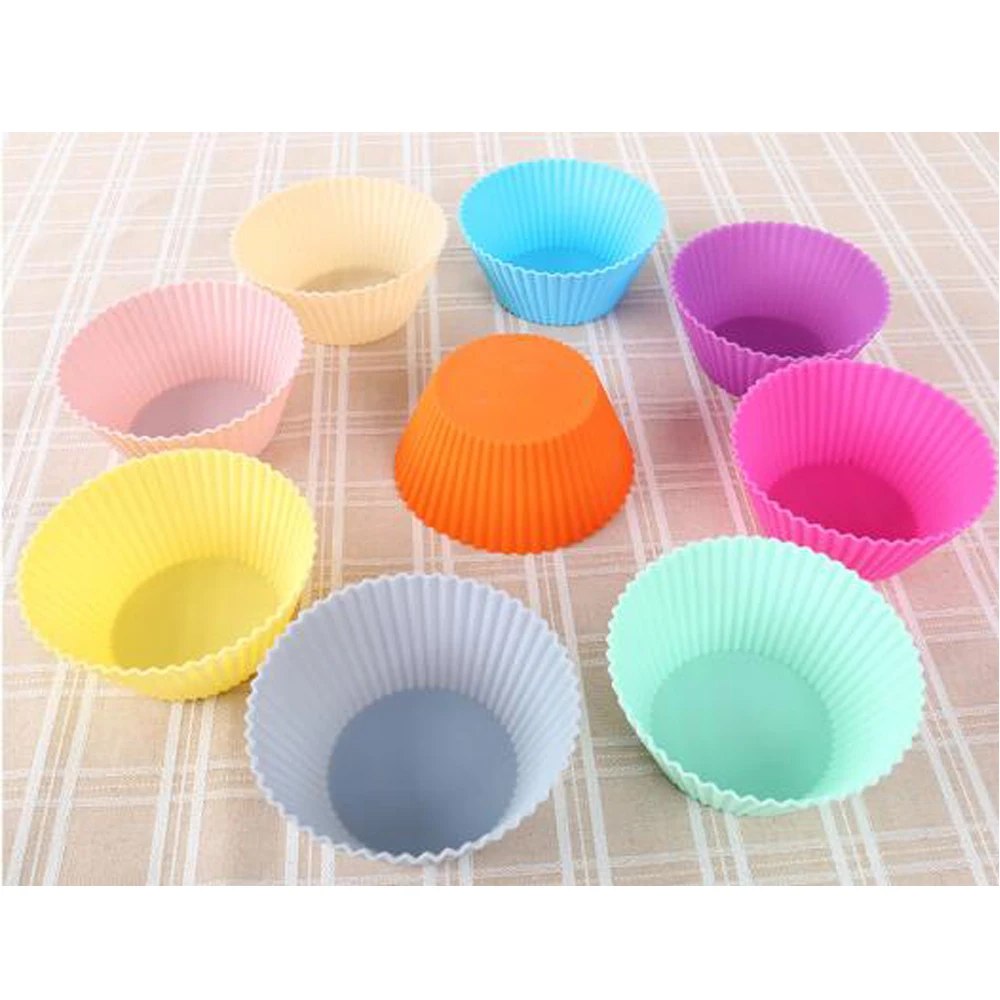 

12pcs/set Nonstick Cake Mold Silicone Cupcake Stand Silicone Mold Heat Resistant Reusable Cakes Form Muffin Cases Baking Tools