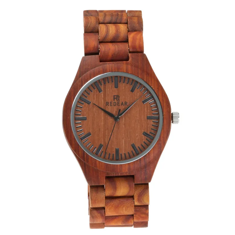 

REDEAR Wooden Men Quartz Watch Wooden Bamboo Dial Men's Wood Strap Watches Stainless Steel Clasp Mens Wristwatch