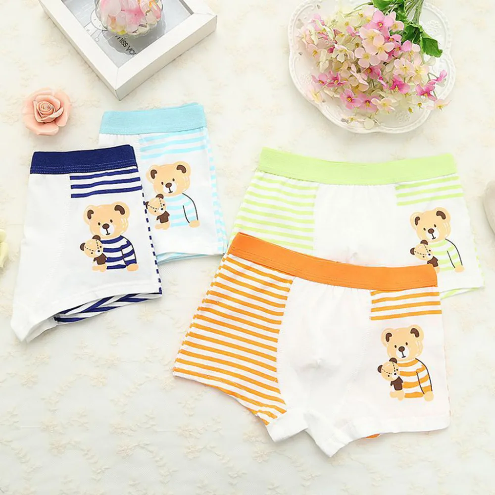 

2019 4Pcs Baby Boys Kids Bear Cartoon Underwear Cotton Children Underpants Short Pants Panties Kids Short Briefs W520