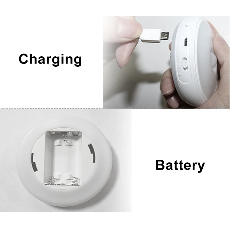 

Motion Sensor Night Light Rotating LED Sensor Lamp with USB Battery Powered Wardrobe Nightlight JA55