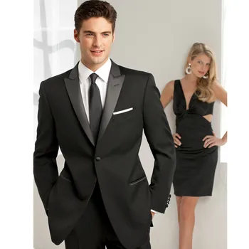 

Black slim men wedding suits fashion two-piece the groomsman/groom wedding party suits handsome the groom wedding suits