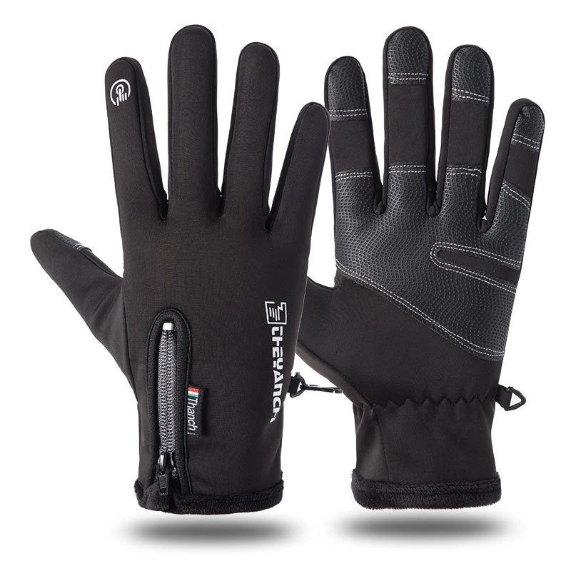 Touch Screen Gloves Zipper Thermal Winter Sports Skiing Warm Mittens Men Women