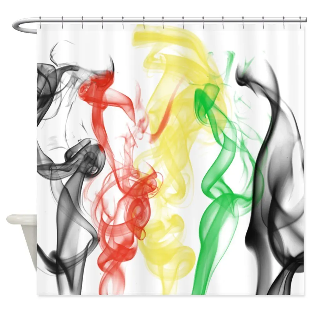 Rasta Smoke Jamaica Decorative Fabric Shower Curtain Set and Anti slip