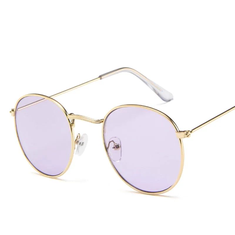 LeonLion, круглые женские солнцезащитные очки,, высокое качество, зеркальные Винтажные Солнцезащитные очки, женские очки, фирменный дизайн, Oculos De Sol Feminino - Цвет линз: GoldOceanPurple