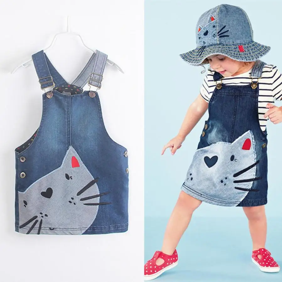 

Lovely Toddler Kid Baby Girls Denim Straps Sundress Print Piece Dress Clothing Outfits Drop shipping new August 15
