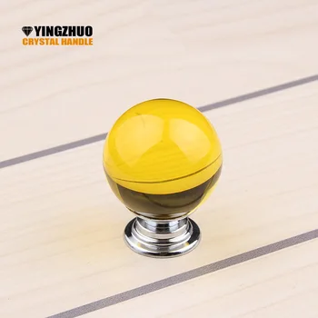 

30mm 10pcs Glass Knobs Crystal Dresser / Drawer Knobs Pulls Handles Yellow / French Cabinet Door Knobs Handle Pull Knob Hardware