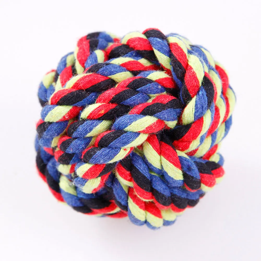 

1Pcs Dog Rope Toy Woven Cotton Colorful Puppy Chewing Toy Interactive Happy Balls for Dogs and Cats