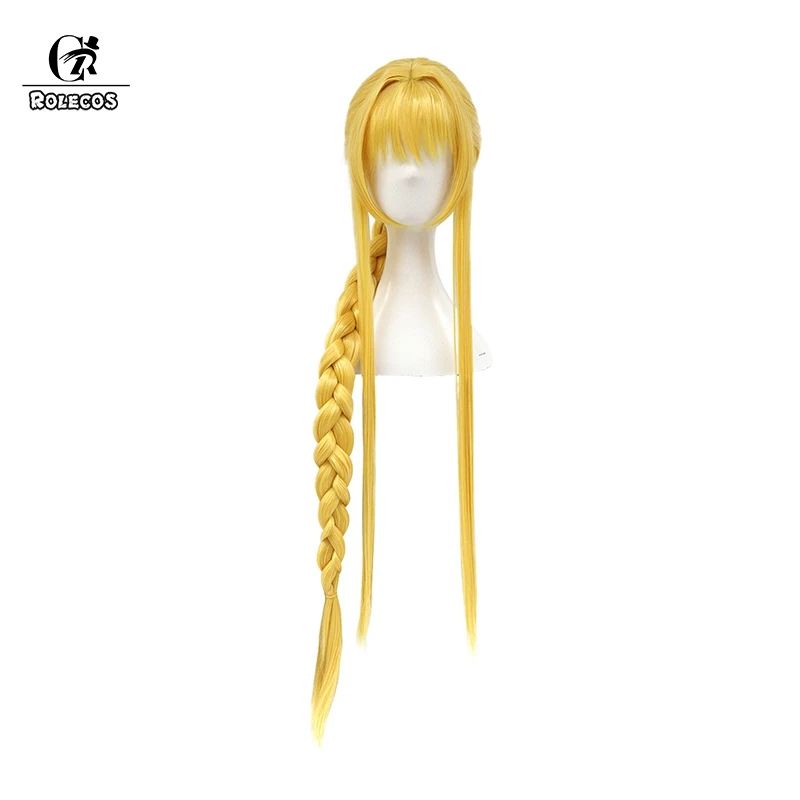 ROLECOS меч арт онлайн алисизация Аниме Косплей волосы Алиса Косплей головные уборы желтый конский хвост коса длинные женские волосы осень - Цвет: As the picture